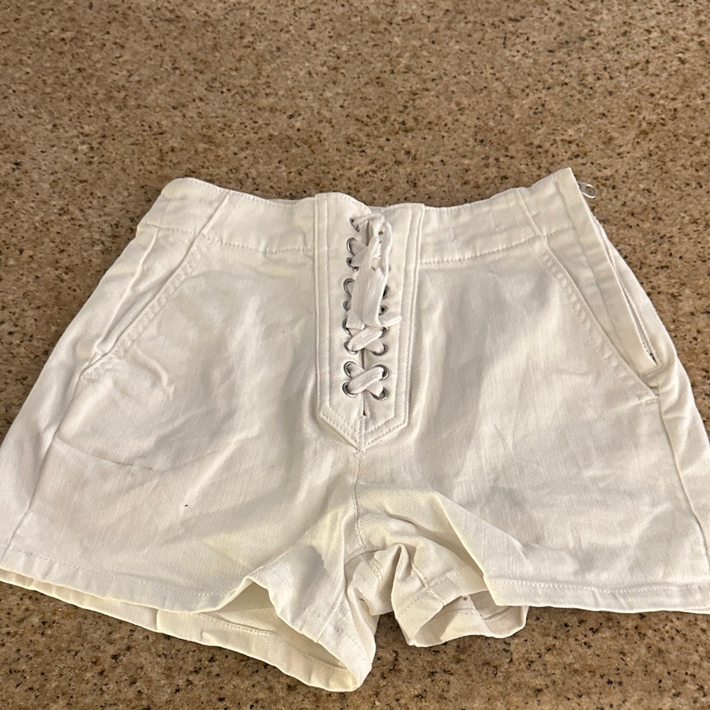 GAP Women's High Waist White Lace-Up Shorts